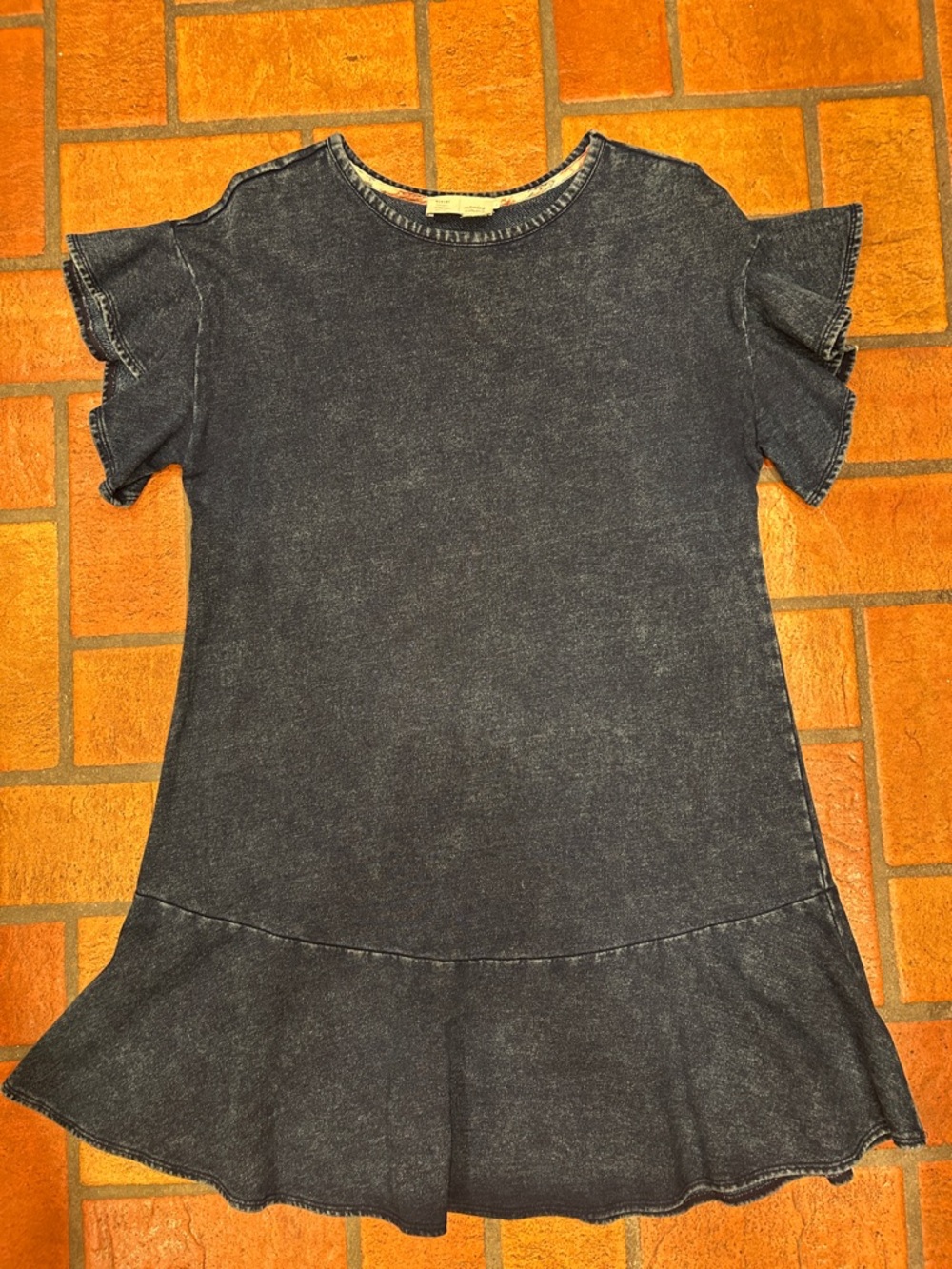 Women’s Faux Denim Cotton Dress in Indigo With Ruffle-Hem from Anthropologie